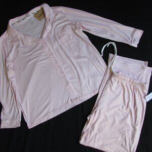 Woman's Born Sleep Wear PJs Set Light Pink Pajamas 3/4 Sleeve Top & Pants Sz XL